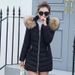Plus Size Long Puffer Coat With Detachable Fur Collar, Slim Fit Winter Jacket For Women, Warm Thickened Down-Alternative Outerwear_ecoleips.com