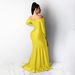 K Women's Sexy Dress, Party Dress, V-neck, Formal Gown, Solid Color, Wide Slit, Long Dress, Long Sleeves_ecoleips.com